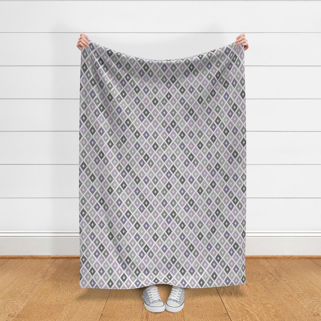 Small Sun Faded Mediterranean Diamond Pattern in Smoky Lavender Slate Decor Collection Home Styling Collection faded violet fabric