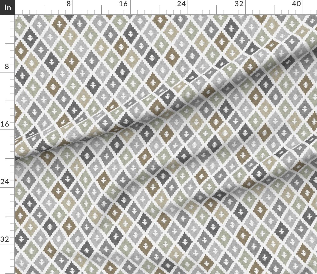 Small Weathered Olive Sage Diamond Pattern in Charcoal and Sand Home Styling Collection Home Decor Collection muted olive fabric