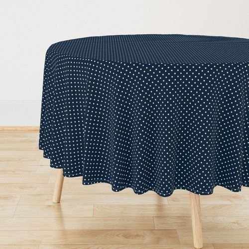 Mini White Polkadots on Navy Blue Interior Collection Design Collection white dots tablecloth design