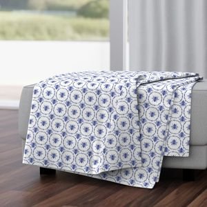 Royal Blue Honey Bees in Wreaths Home Decor Collection Home Decor Collection blue and white throw blanket design