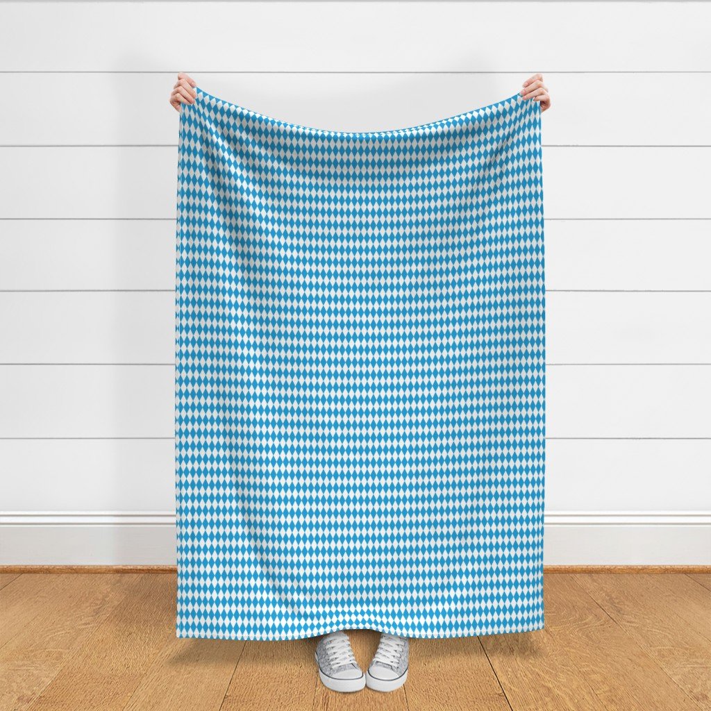 Oktoberfest Bavarian Blue and White Small Diagonal Diamond Pattern Decor Collection Design Collection blue diamonds fabric