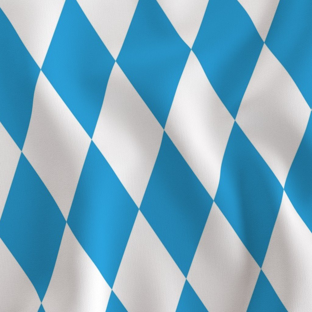 Oktoberfest Bavarian Blue and White Large Diagonal Diamond Pattern Fabric beer festival fabric