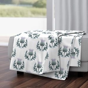 Large Watercolor Scottish Thistle Flower of Scotland Design Collection Decor Collection scottish thistle throw blanket design