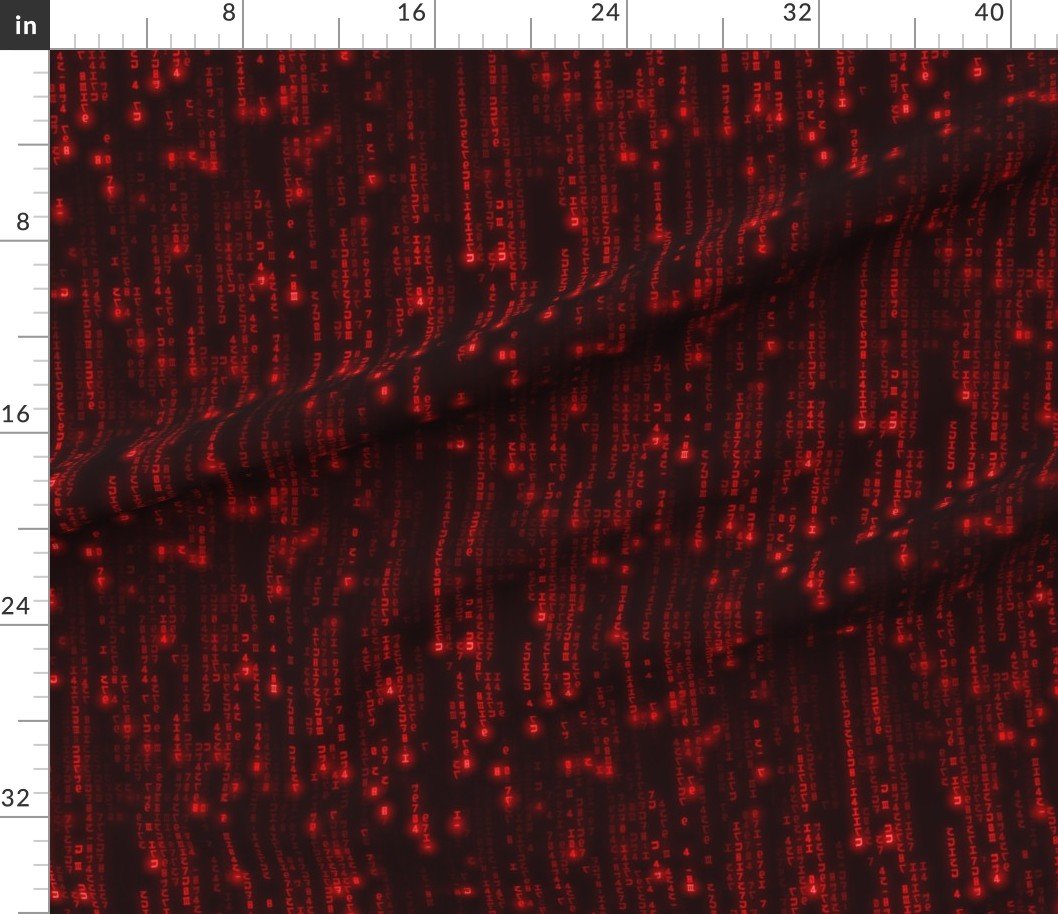 Neon Red Digital Rain Computer Code Interior Collection Decor Collection code fabric