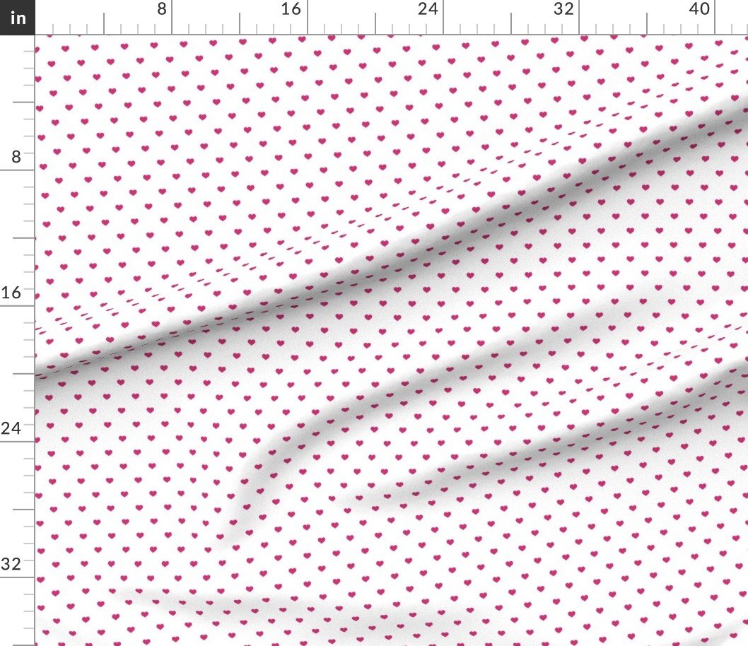 Mini Bubble Gum Pink Color Valentines Polkadot Love Hearts on White Design Collection Home Styling Collection love heart fabric