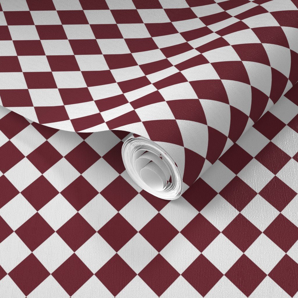 Small Wine and White Diamond Harlequin Check Pattern Wallpaper harlequin pattern wallpaper