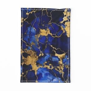 Cobalt Blue and Gold Alcohol Ink 3 Decor Collection Home Decor Collection gold metallic ink tea towel design