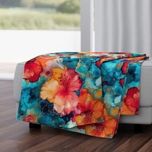 Hawaiian Alcohol Ink Home Styling Collection Home Styling Collection hawaiian pattern throw blanket design