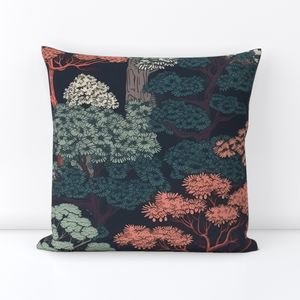 Japanese Tranquility Garden Endless Forest Interior Collection Decor Collection tree garden throw pillow design