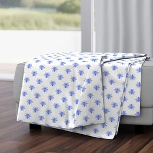 Blue Faux-foiled Bees on White Home Styling Collection Home Decor Collection bee hive throw blanket design