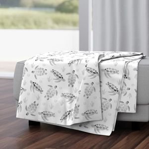 Grey Ombre Watercolor Sea Turtle Print Interior Collection Home Decor Collection grey turtles throw blanket design