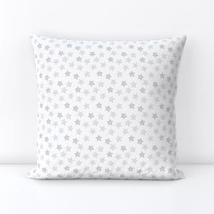 Small Faded Silver Christmas Stars on White Design Collection Design Collection faded silver throw pillow design