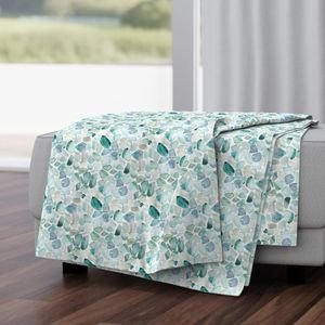 Small Blue and Aqua Shards of Tumbled and Scattered Watercolor Seaglass Home Styling Collection Design Collection sea glass throw blanket design