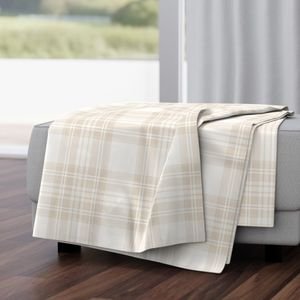 Sandstone Cream Large Traditional Tartan Plaid Pattern Design Collection Design Collection large scale throw blanket design