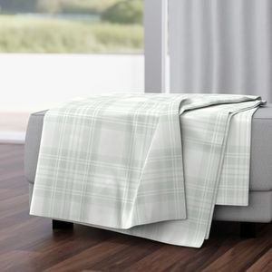 Pale Sage Green Botanical Large Traditional Tartan Plaid Pattern Home Styling Collection Design Collection large scale throw blanket design