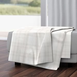 Soft Bone White Large Traditional Tartan Plaid Pattern Interior Collection Home Decor Collection large scale throw blanket design