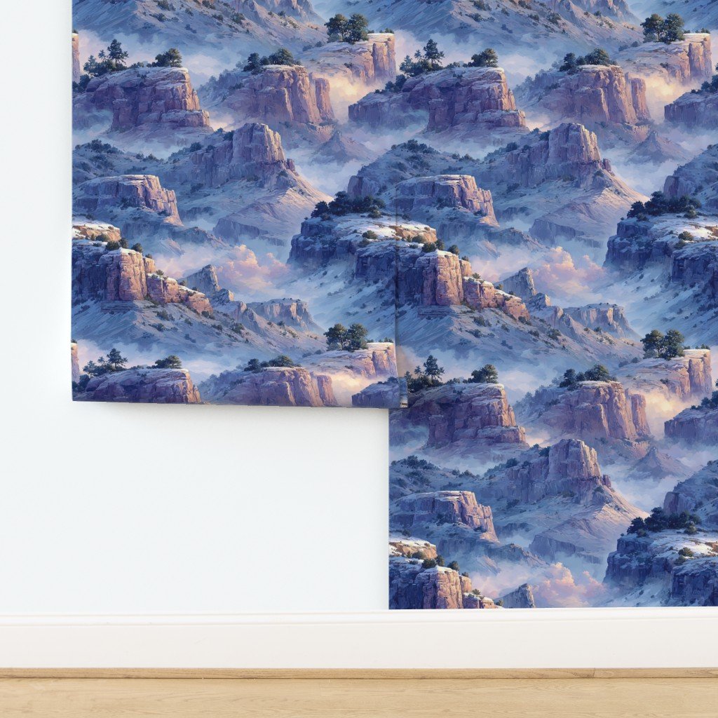 Winter Silence Over the Grand Canyon Watercolor Landscape Home Styling Collection Decor Collection canyon wallpaper