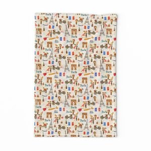 Adorable Whimsical Watercolor Paris Motifs with Eiffel Tower Interior Collection Home Decor Collection europe tea towel design