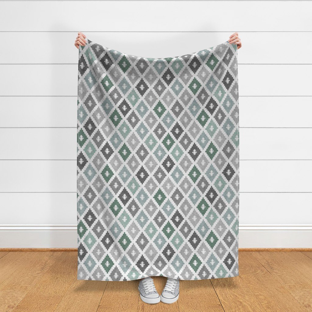 Large Weathered Seafoam Diamond Pattern in Charcoal Gray Decor Collection Home Decor Collection cool tone fabric