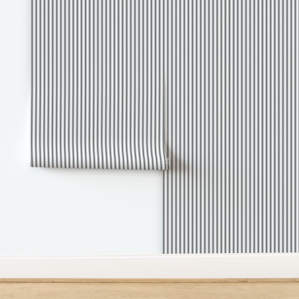 Mattress Ticking Narrow Striped Pattern in Dark Black and White Home Decor Collection Decor Collection mattress ticking wallpaper