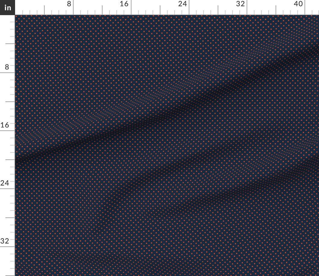 Micro Navy and Orange Polka Dots Design Collection Decor Collection navy bleu fabric
