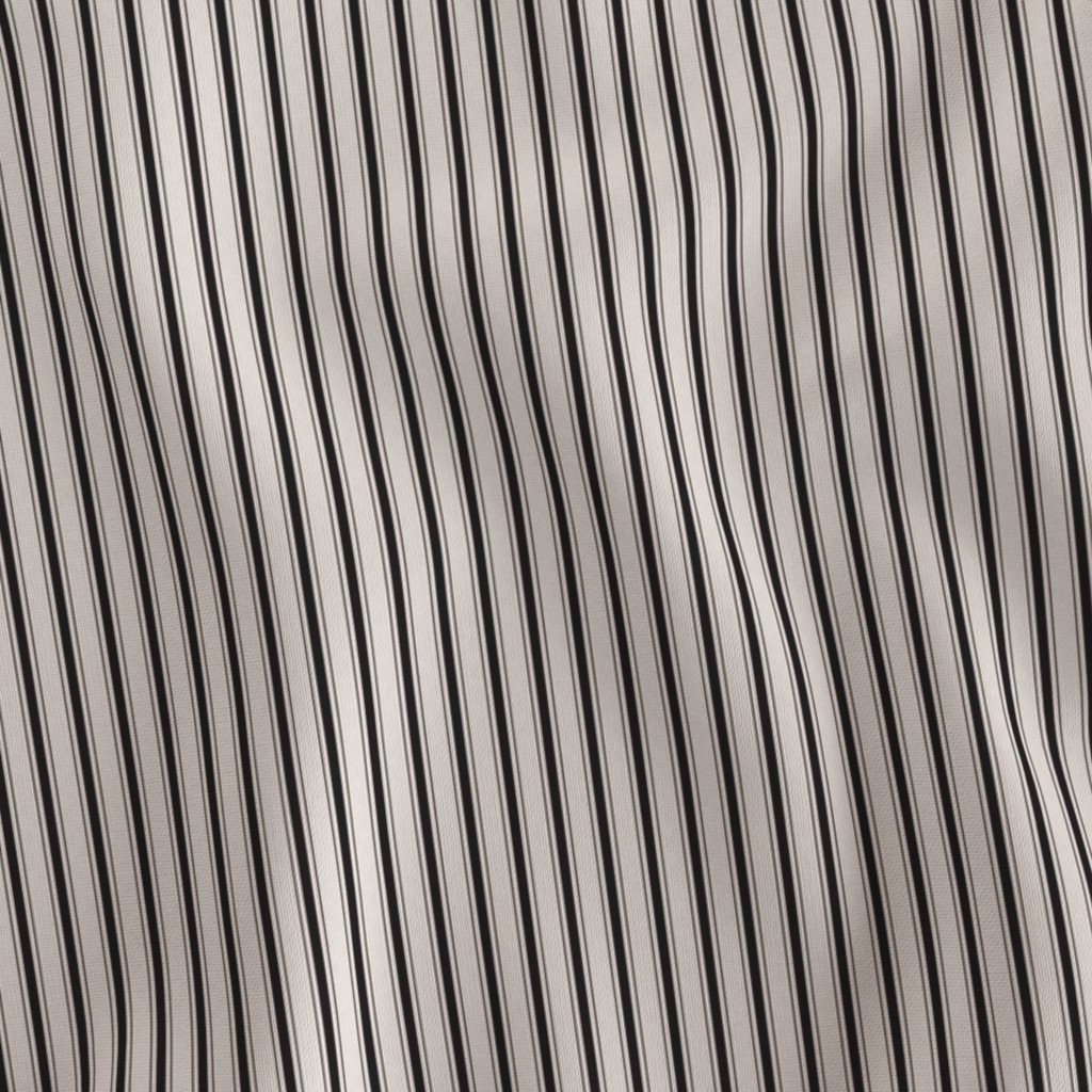 Micro Coal Black Antique Vintage Mattress Ticking Stripe on Cream Fabric artistic fabric