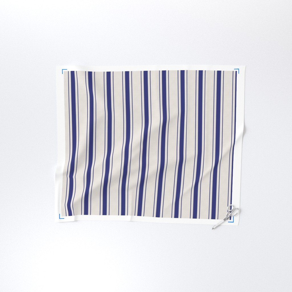Medium Cornflower Blue Antique Vintage Mattress Ticking Stripe on Cream Home Decor Collection Home Styling Collection blue ticking fabric