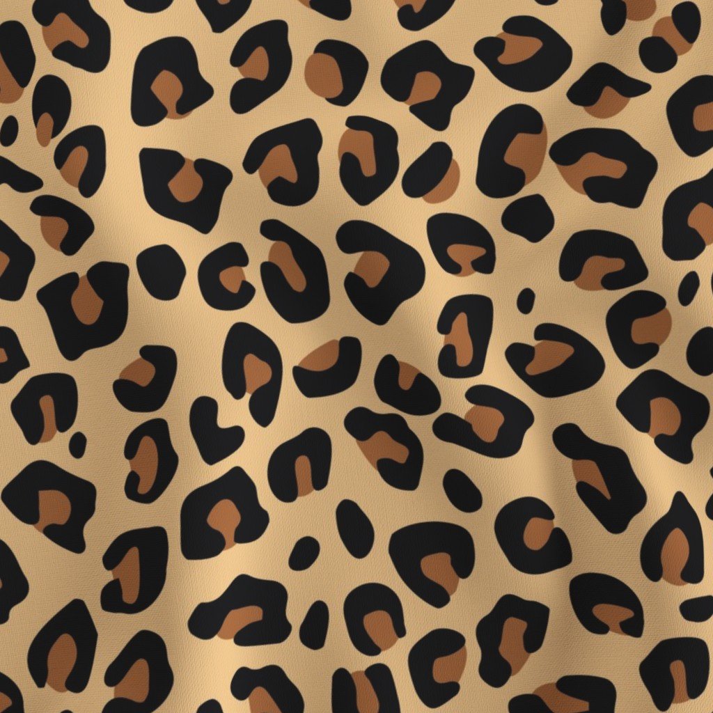 Large Classic Tan and Black Leopard Fur Spots Fabric large tan leopard fabric