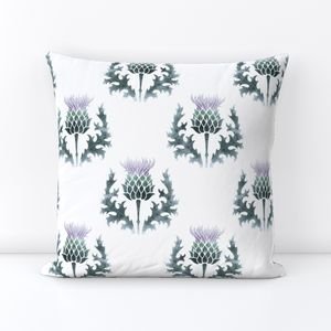 Large Watercolor Scottish Thistle Flower of Scotland Design Collection Decor Collection thistle flower throw pillow design