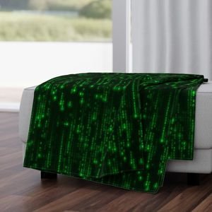 Bright Neon Green Digital Rain Computer Code Home Styling Collection Decor Collection computer code throw blanket design