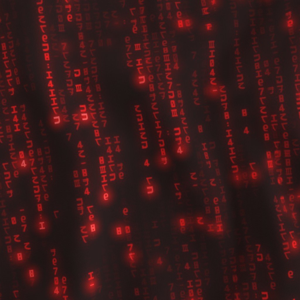 Neon Red Digital Rain Computer Code Interior Collection Decor Collection computer fabric