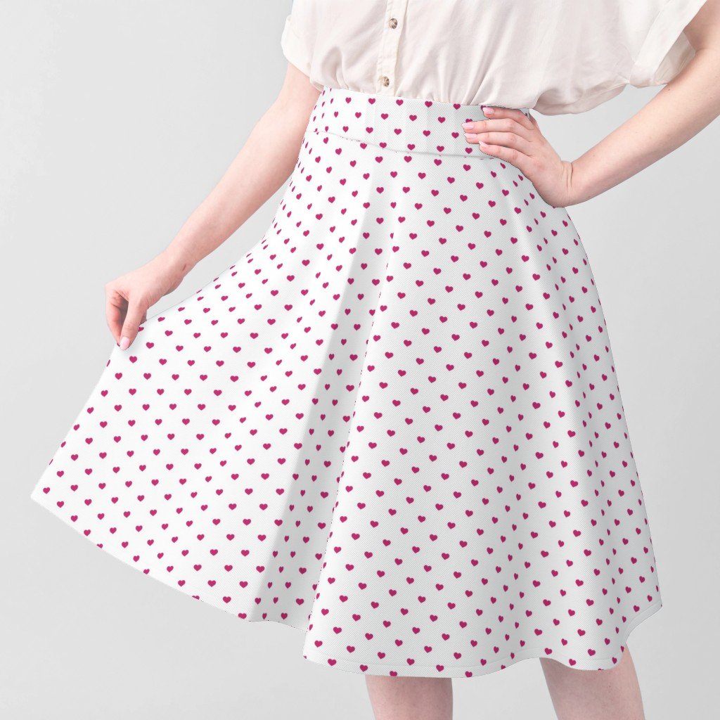 Mini Bubble Gum Pink Color Valentines Polkadot Love Hearts on White Design Collection Home Styling Collection pink heart fabric