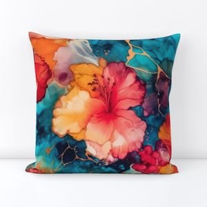 Hawaiian Alcohol Ink Home Styling Collection Home Styling Collection hibiscus pattern throw pillow design