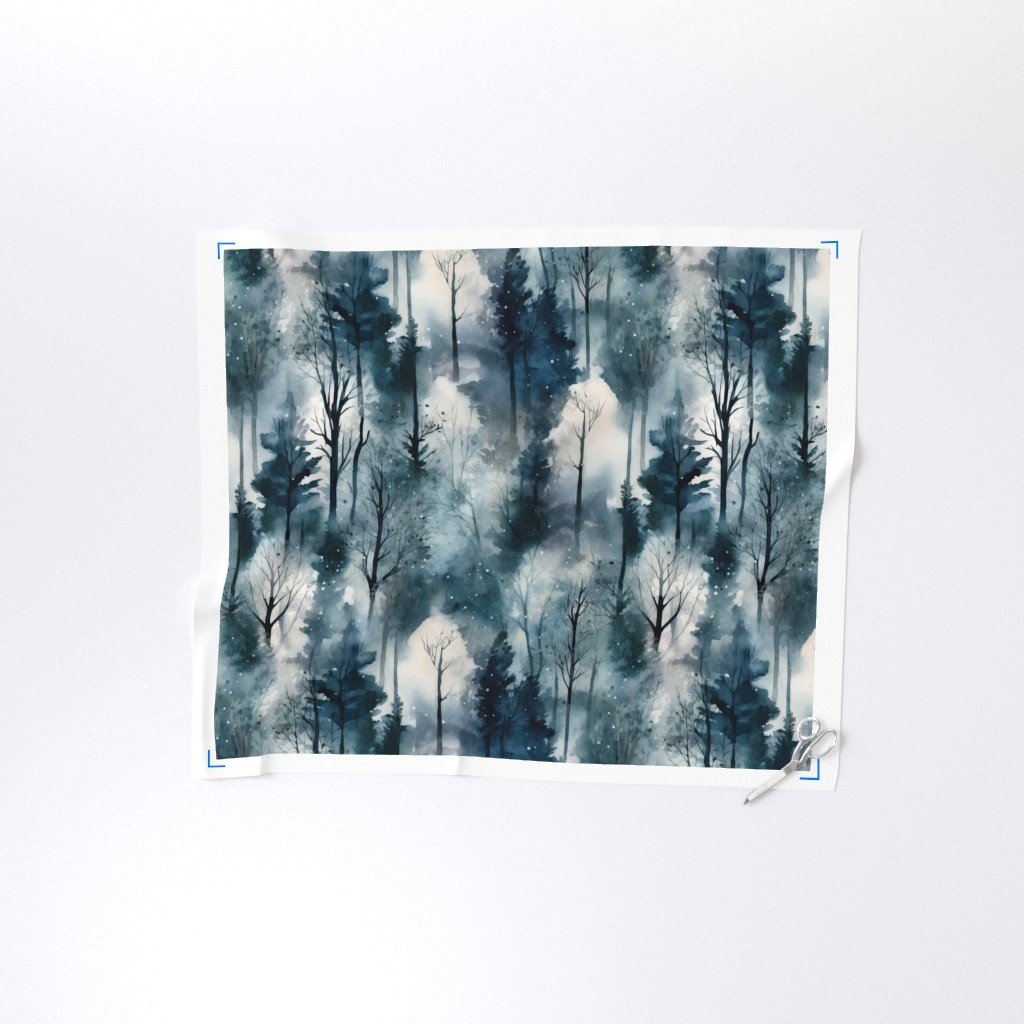 Endless Winter Dreamscape Trees in Misty Forest Decor Collection Design Collection endless forest fabric