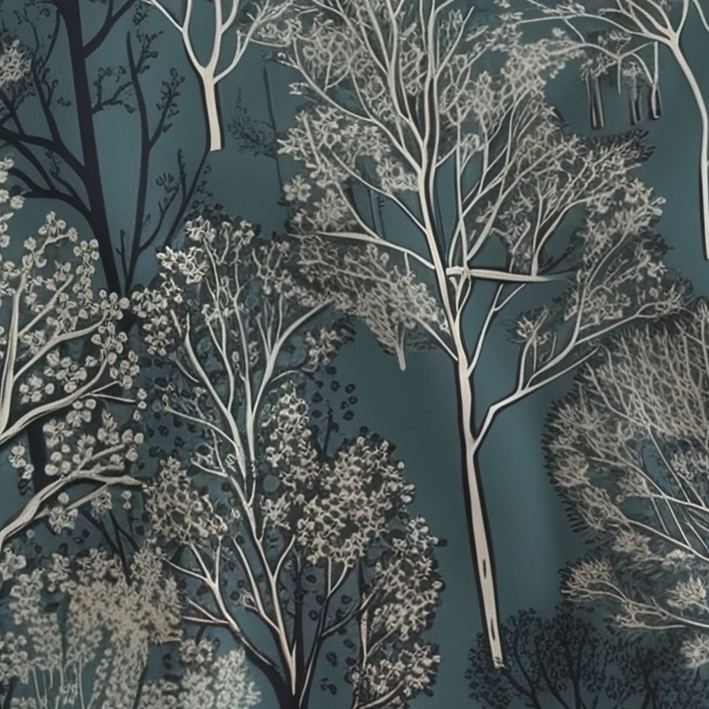 New England Endless Forest Trees Winter Design Collection Home Styling Collection winter scene england fabric