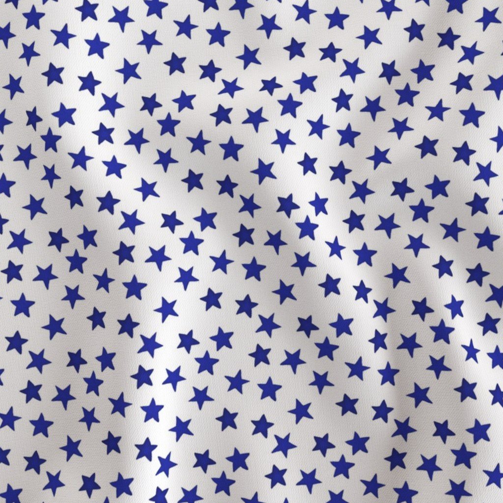 Small Faded Royal Blue Christmas Stars on White Fabric faded royal blue fabric