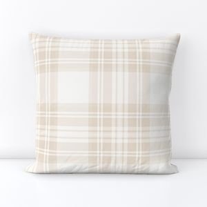 Sandstone Cream Large Traditional Tartan Plaid Pattern Design Collection Design Collection soft tones throw pillow design
