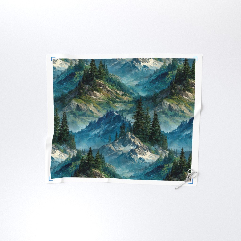 Olympic National Park Summer Watercolor Mountain Landscape Interior Collection Interior Collection lakes fabric