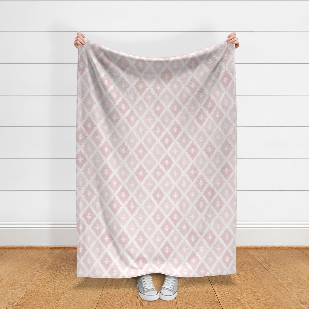 Large Sun Faded Mediterranean Diamond Pattern in Blush Shell Pink Design Collection Home Styling Collection warm tone fabric