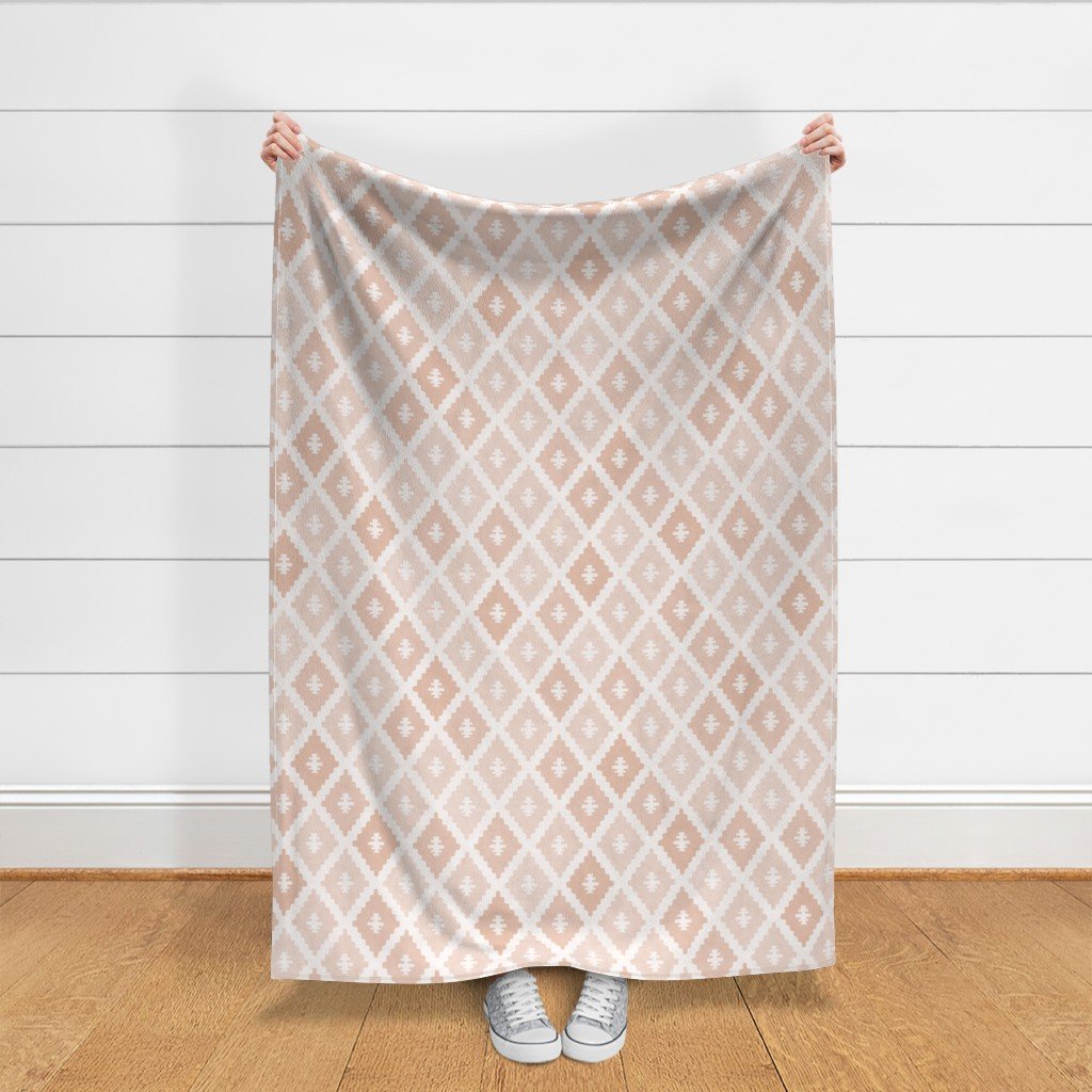 Large Sun Faded Mediterranean Diamond Pattern in Peach Sand Pink Decor Collection Interior Collection warm rose fabric