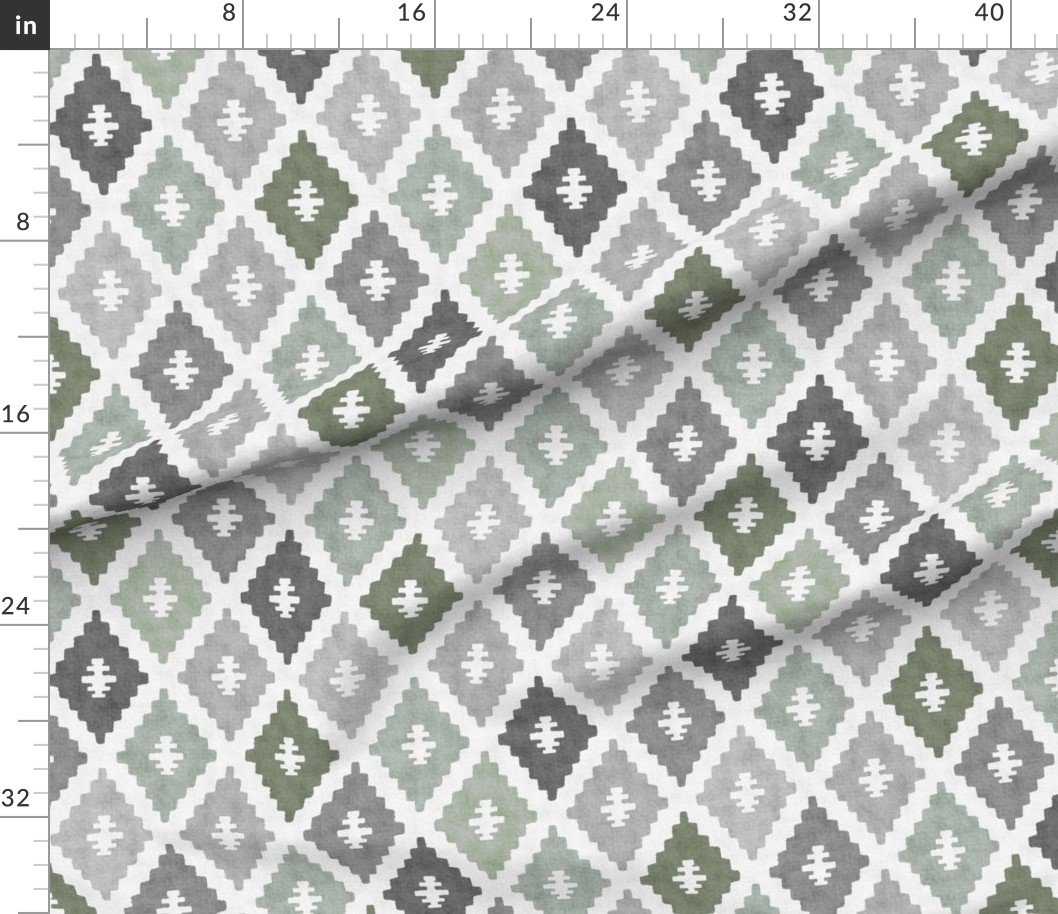 Large Weathered Sage Green Diamond Pattern in Charcoal Gray Interior Collection Decor Collection mint green fabric
