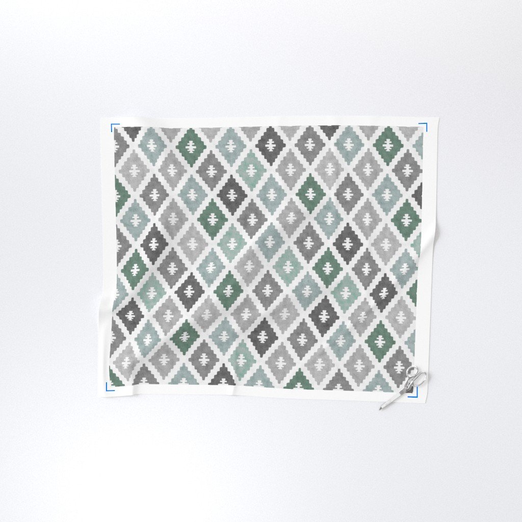Large Weathered Seafoam Diamond Pattern in Charcoal Gray Decor Collection Home Decor Collection faded mint fabric