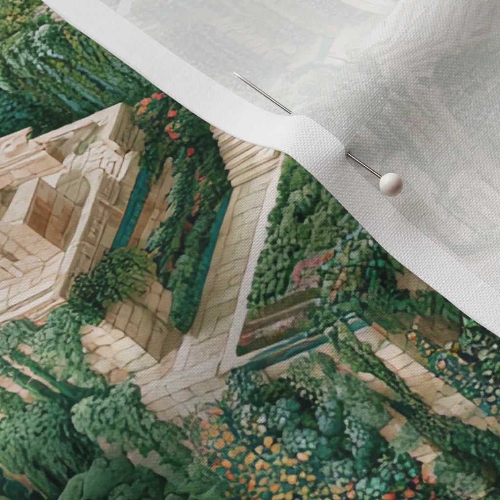 Hanging Gardens Of Babylon Watercolor Architectural Landscape Isometric Home Decor Collection Home Styling Collection ancient world fabric