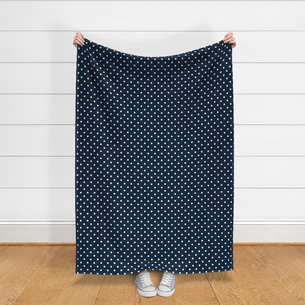 White Polkadots on Marine Navy Blue Decor Collection Home Decor Collection navy polka dots fabric