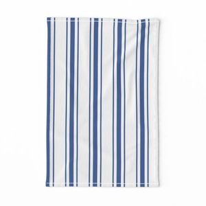 Mattress Ticking Wide Striped Pattern in Dark Blue and White Home Decor Collection Home Decor Collection bedding stripes tea towel design
