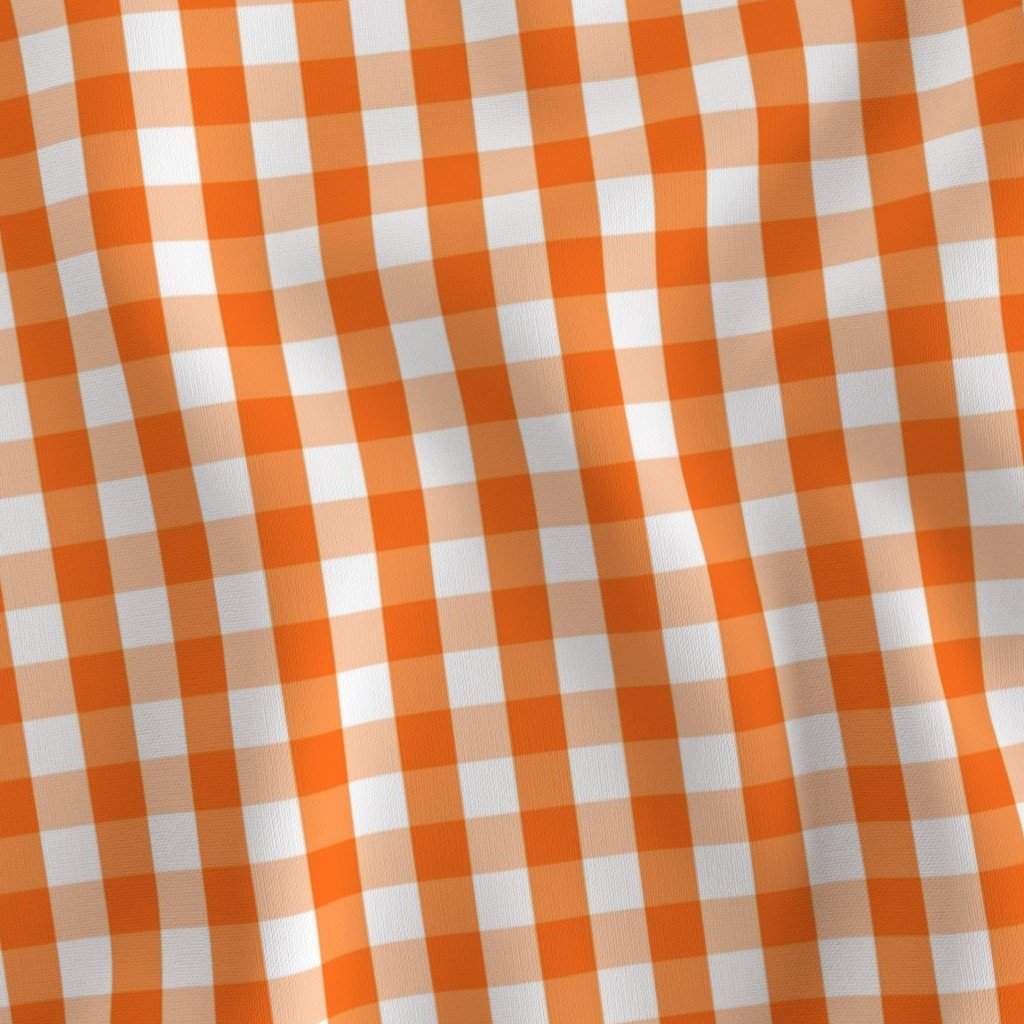 Small Pumpkin Orange and White Gingham Check Pattern Fabric classic pumpkin fabric