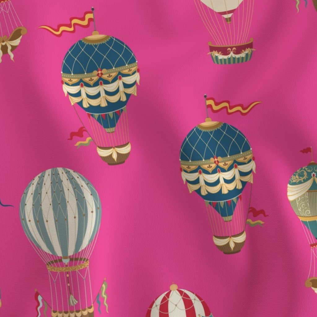 Vintage Hot Air Balloons on Hot Pink Home Styling Collection Design Collection helium balloon fabric