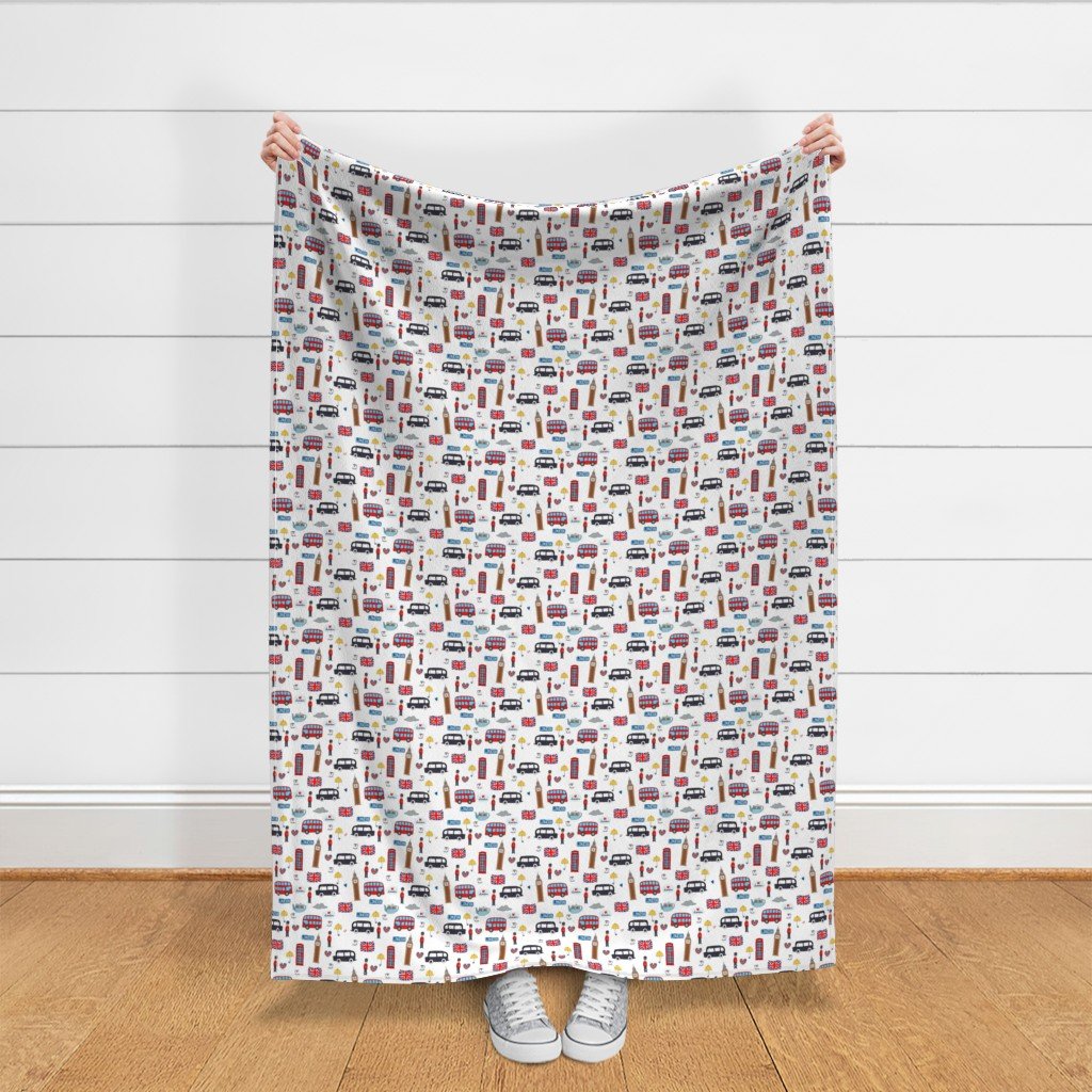 London England Handdrawn Motifs Big Ben Union Jack Palace Guard Fabric palace guard fabric