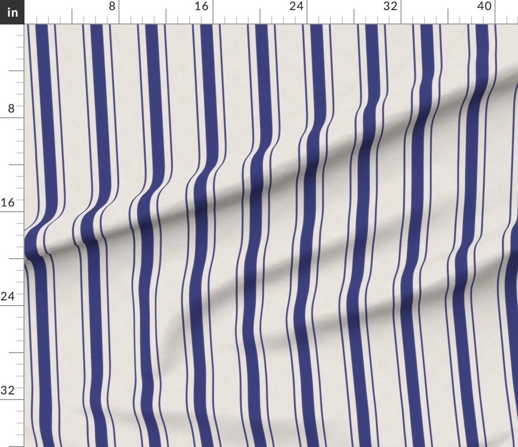 Medium Cornflower Blue Antique Vintage Mattress Ticking Stripe on Cream Home Decor Collection Home Styling Collection cornflower blue fabric