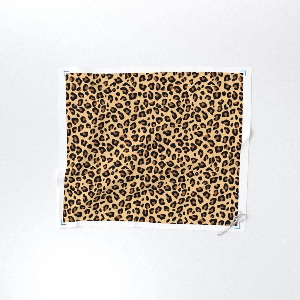 Large Classic Tan and Black Leopard Fur Spots Fabric leopard fur fabric